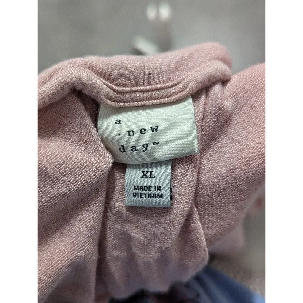 Minimalist Soft Girl Slub Pink Open Front Cardigan with Pockets A New Day XL